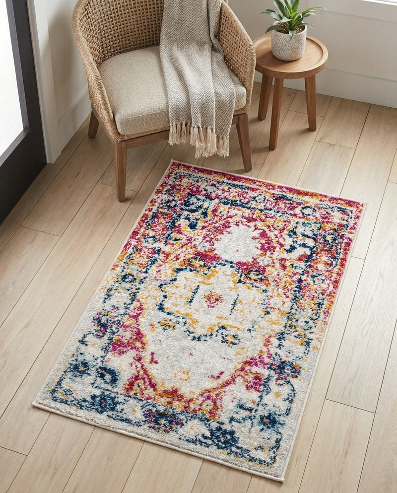 Parisian Elegance Collection Area Rug - Versailles (Pink Gray) Rectangle Pink Gray  lifestyle 28