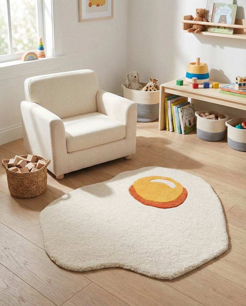Whimsy Wonders Wool Collection Area Rug -  Dune Round White  lifestyle 17