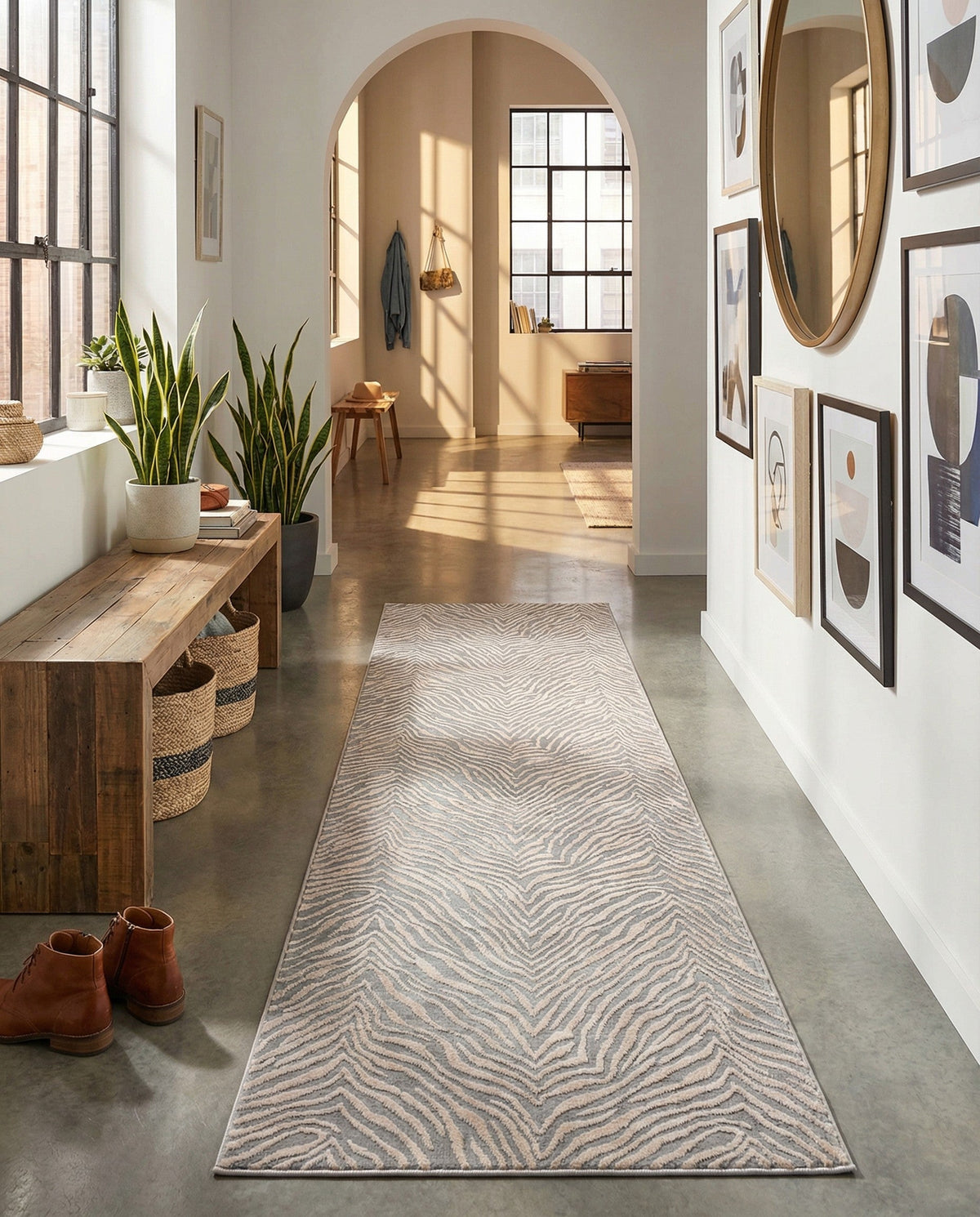 Bloomsbury Elegance Collection Area Rug -  Chelsea Runner Gray and Ivory  lifestyle 177