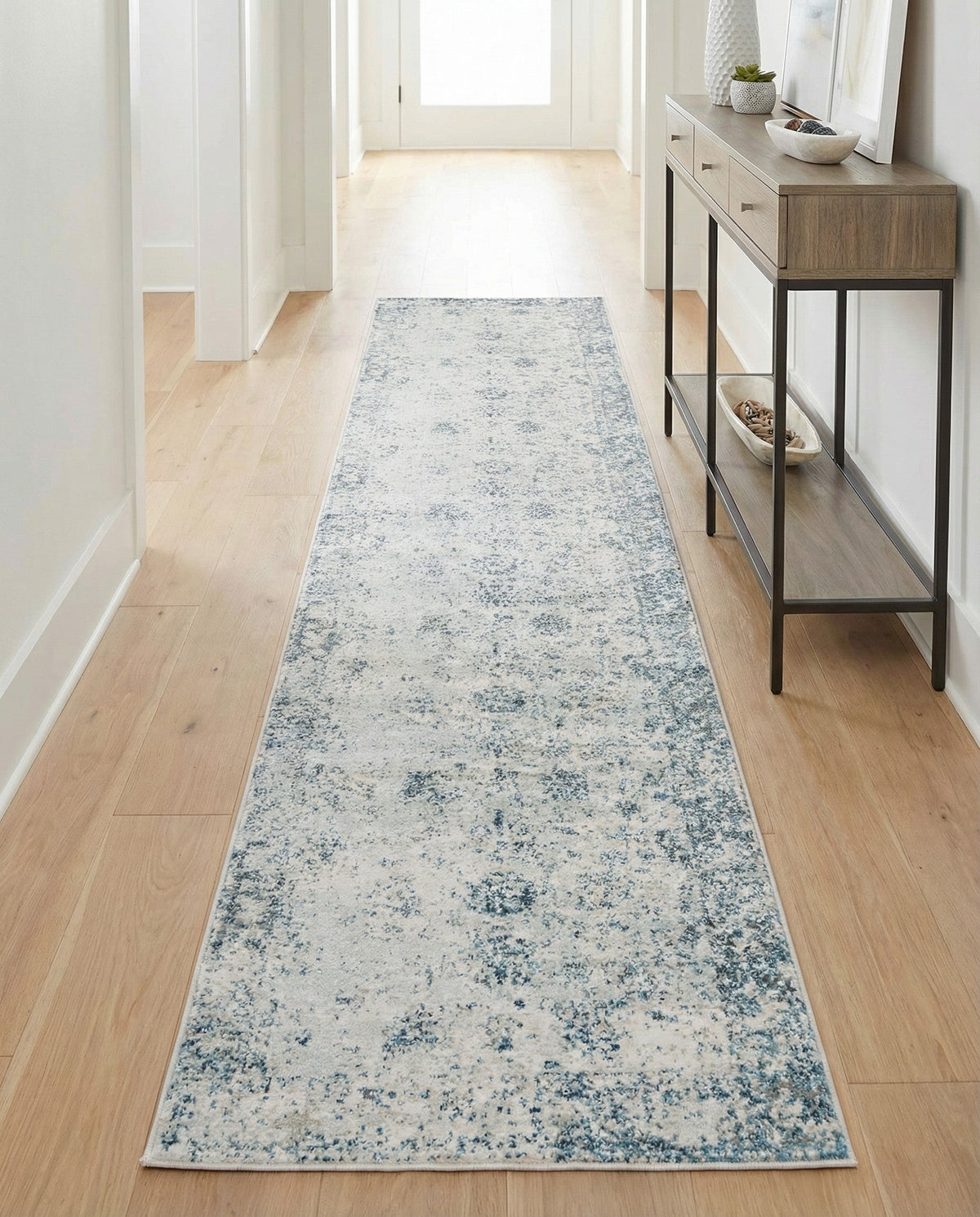 Riviera Elegance Collection Area Rug - Antibes (Light Blue) Runner Light Blue  lifestyle 90
