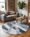 Santa Fe Trails Collection Area Rug -  Navajo Round Gray and Ivory  lifestyle 49