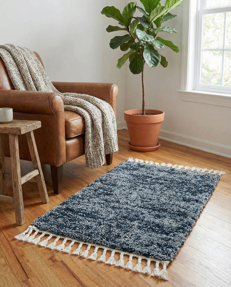 Cozy Cove Shag Collection Area Rug -  Harbor Rectangle Blue  lifestyle 38