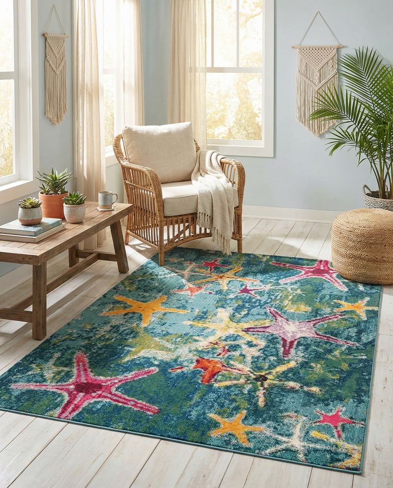 Sorrento Shores Collection Area Rug - Positano Rectangle Navy Blue  lifestyle 33