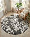 Seaside Blooms Collection Area Rug - Verdure (Charcoal) Round Charcoal  lifestyle 72