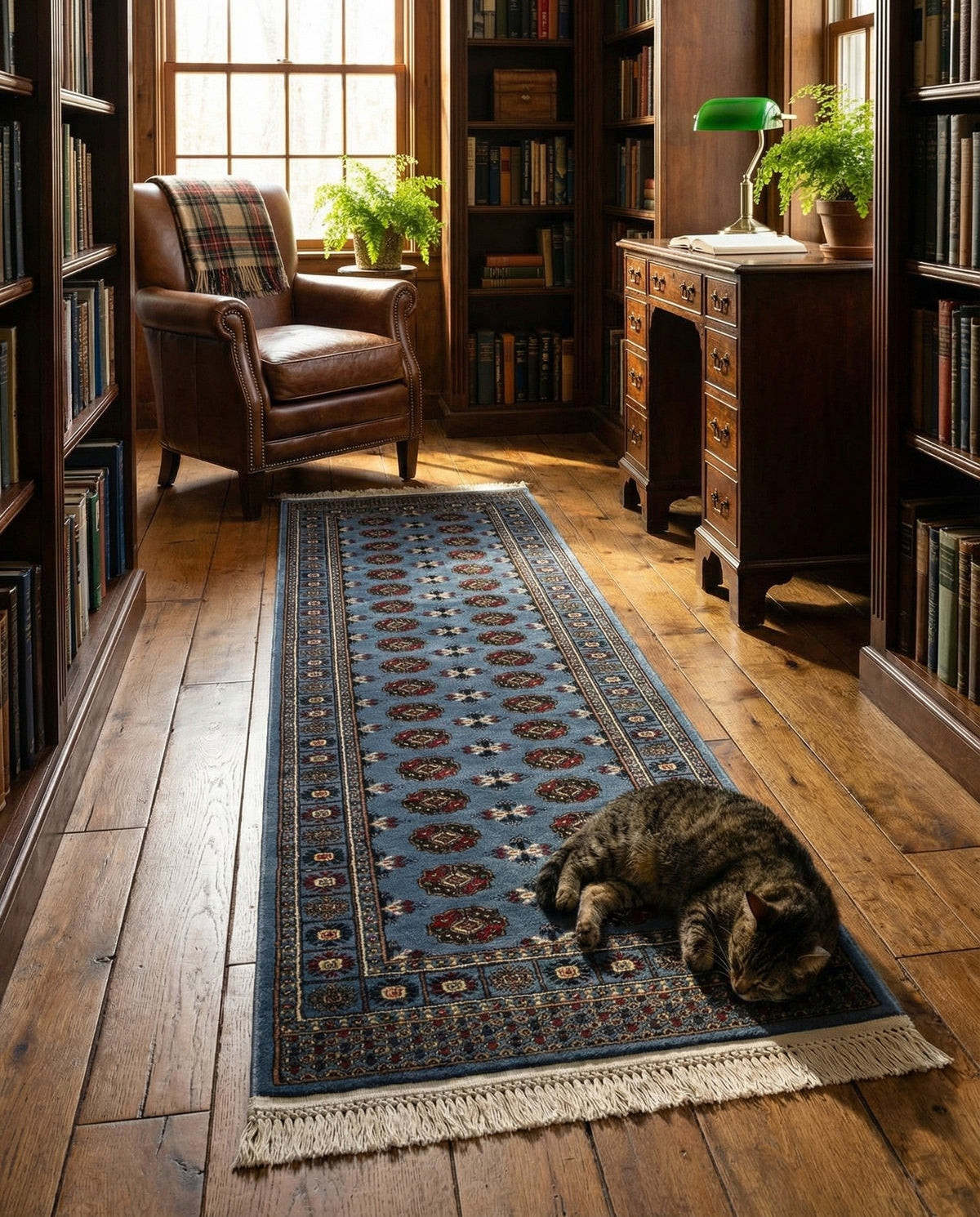Samarkand Elegance Collection Area Rug -  Margilan (Blue) Runner Blue  lifestyle 36
