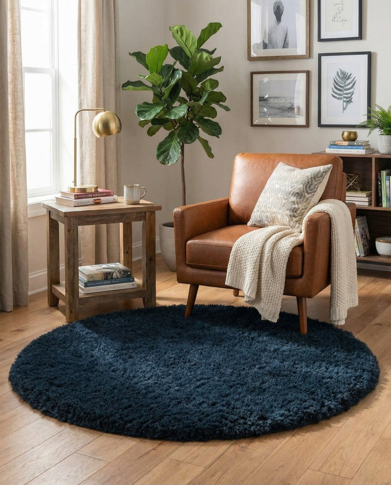 Eternal Plush Oasis Collection Area Rug -  Tranquility (Cobalt) Round Cobalt  lifestyle 61