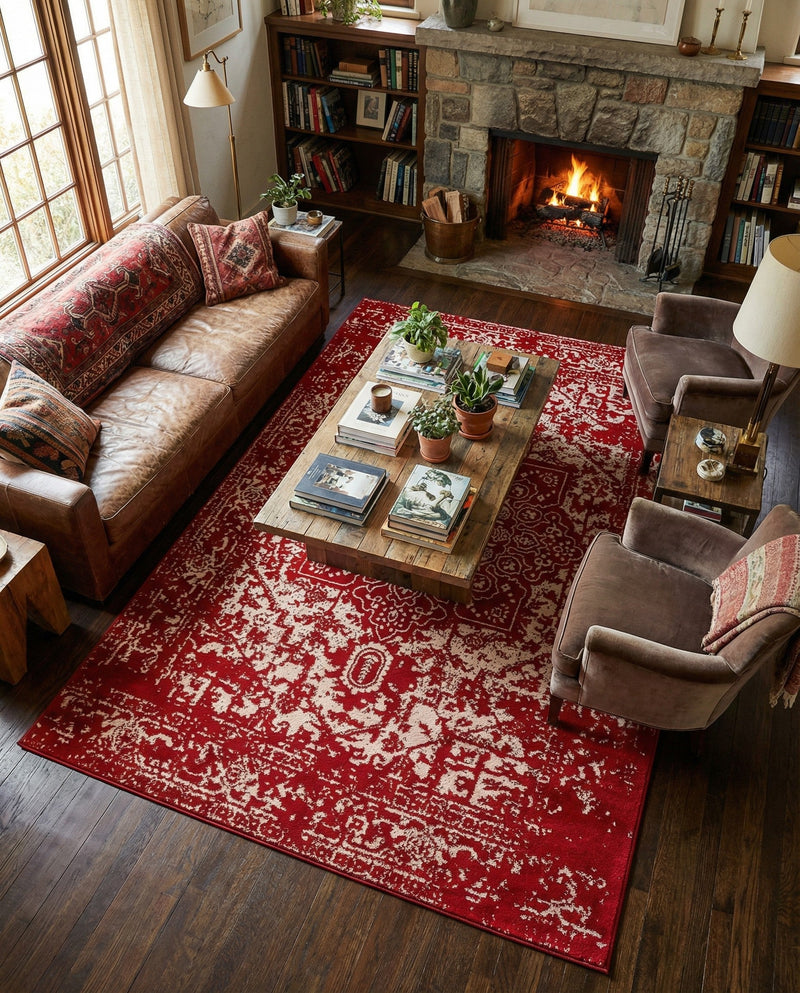 Georgetown Rugs Collection Area Rug - Dupont (Red) Rectangle Red  lifestyle 22