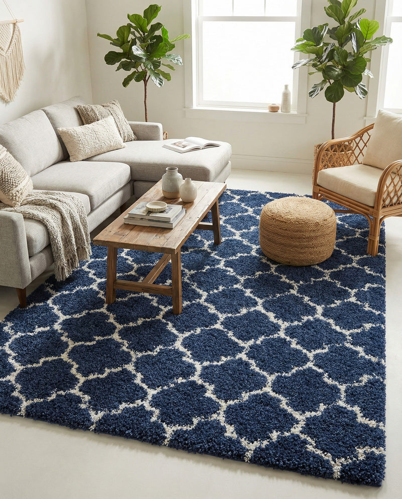Casablanca Comfort Collection Area Rug -  Atlas Rectangle Navy Blue  lifestyle 33