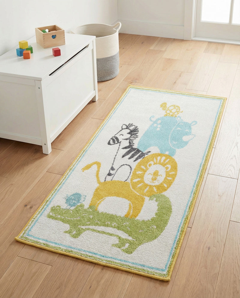 Wonder Tykes Collection Area Rug -  Prismatic Runner Ivory  lifestyle 40
