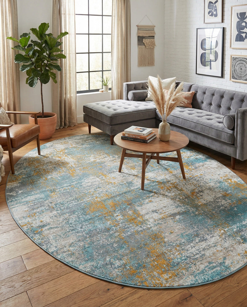 Arcadia Rugs Collection Area Rug -  Nirvana Oval Cream Blue  lifestyle 72