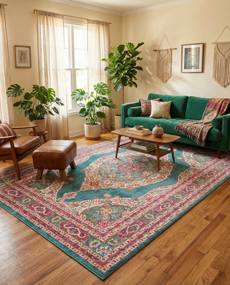 Caribbean Breeze Collection Area Rug -  Windward Rectangle Turquoise  lifestyle 27