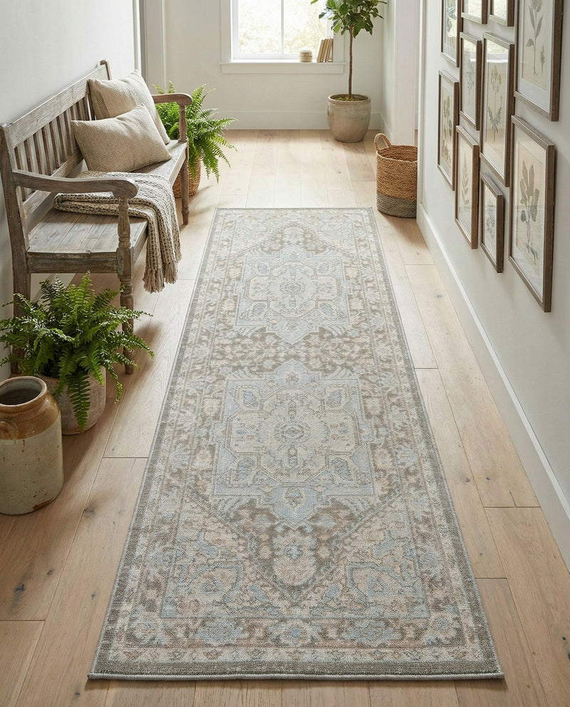 Savannah Series Collection Area Rug - Charleston (Cloud Gray) Runner Cloud Gray  lifestyle 73