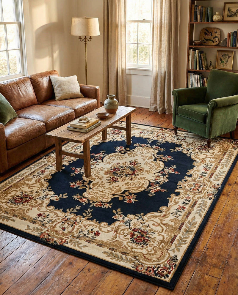 Versailles Elegance Collection Area Rug -  Vincennes Rectangle Black  lifestyle 39