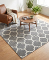 Lattice Gardens Collection Area Rug -  Bloomfield (Dark Gray) Square Dark Gray  lifestyle 67