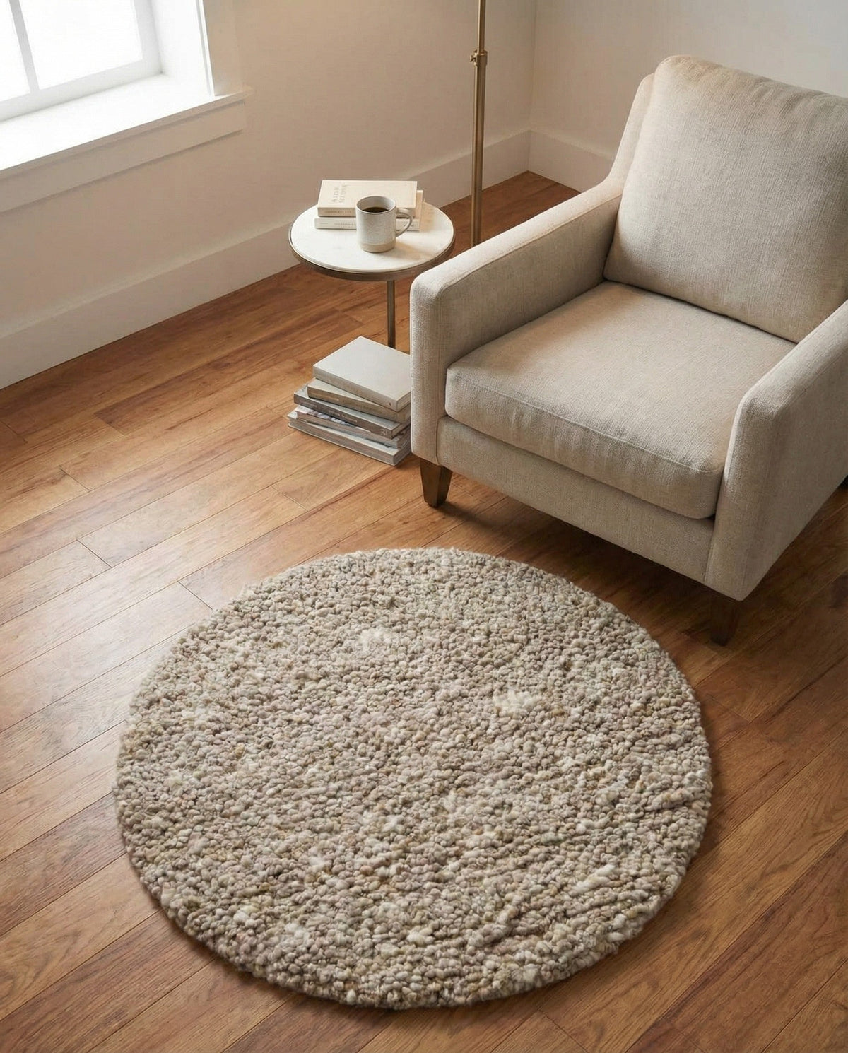 Wellington Luxe Shag Collection Area Rug - Kapiti Round Taupe  lifestyle 174