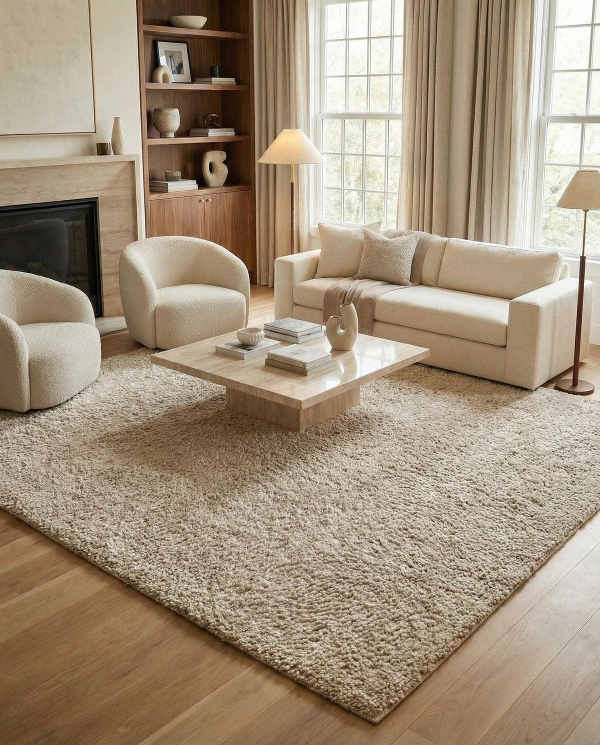 Wellington Luxe Shag Collection Area Rug - Kapiti Square Taupe  lifestyle 170
