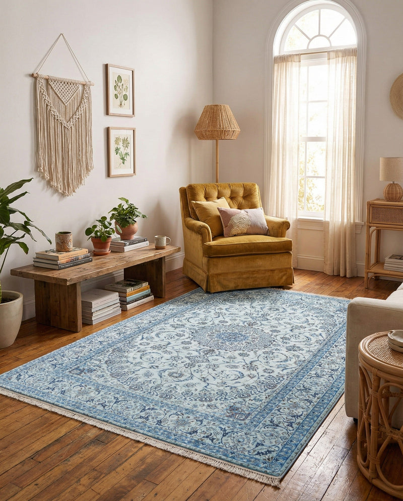 Bazaar Chic Collection Area Rug -  El Jadida Rectangle Blue  lifestyle 9