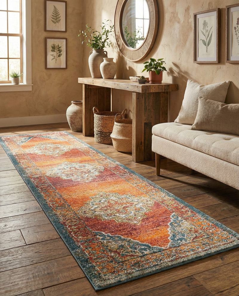 Savannah Soiree Collection Area Rug - Serengeti (Rust Red) Runner Rust Red  lifestyle 61