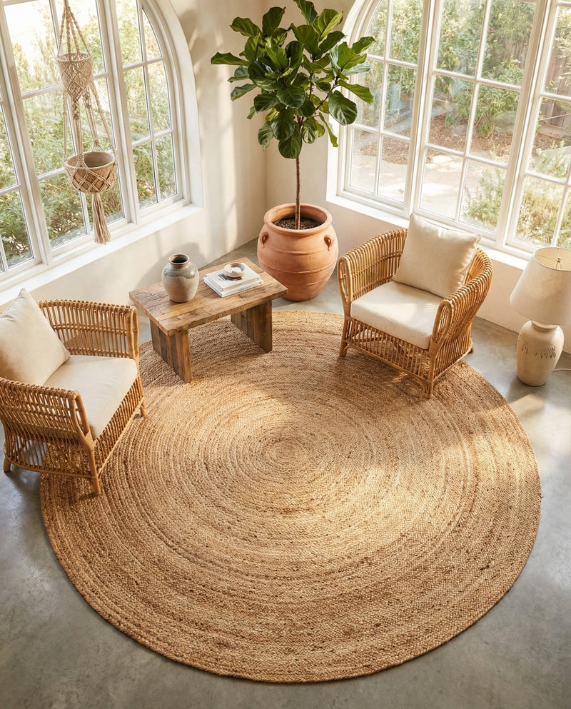 Woven Seaside Elegance Collection Area Rug - Coastline Round Natural  lifestyle 71