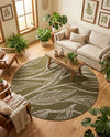 Seaside Blooms Collection Area Rug -  Evergreen (Green) Round Green  lifestyle 62