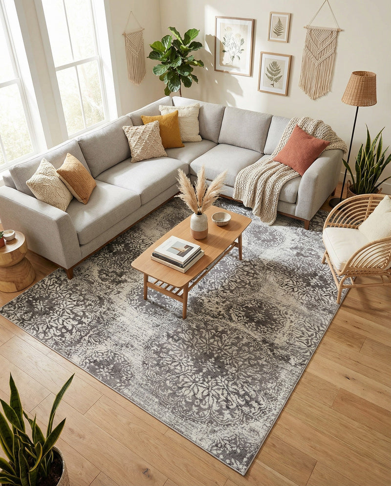 Riviera Elegance Collection Area Rug -  Monaco (Gray) Rectangle Gray  lifestyle 11