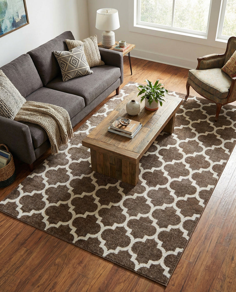 Lattice Gardens Collection Area Rug -  Bloomfield (Brown) Rectangle Brown  lifestyle 21