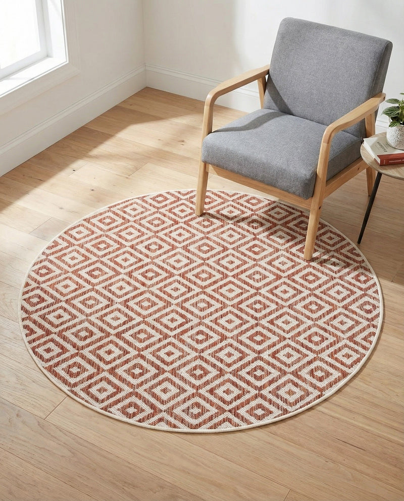 Urban Oasis Rugs Collection Area Rug -  Rooftop (Rust Red) Round Rust Red  lifestyle 46