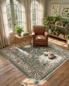 Persian Elegance Collection Area Rug -  Kerman (Blue) Square Blue  lifestyle 45