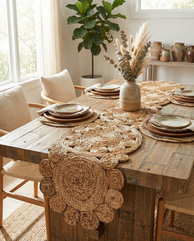 Woven Seaside Jute Collection Area Rug - Whittaker Table Runner Natural  lifestyle 76