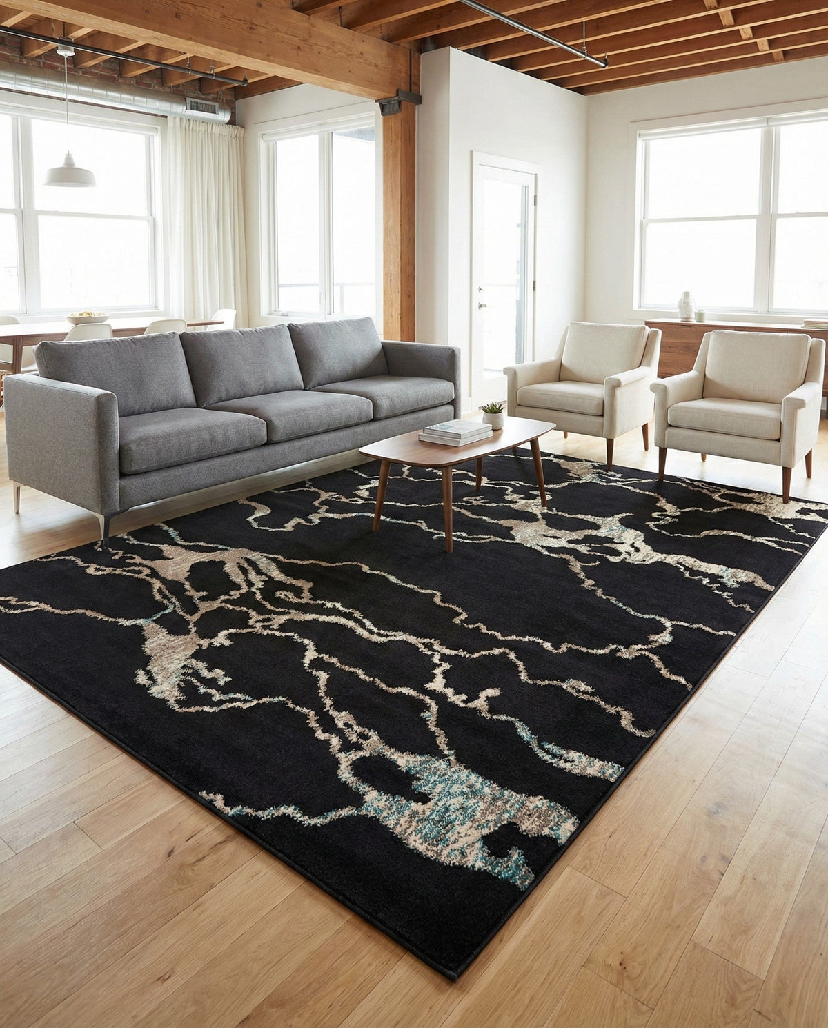 Brighton Terrace Collection Area Rug -  Aldrington Rectangle Navy Blue  lifestyle 15