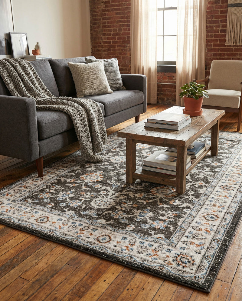 Savannah Elegance Collection Area Rug - Augusta (Fume Gray) Rectangle Fume Gray  lifestyle 19