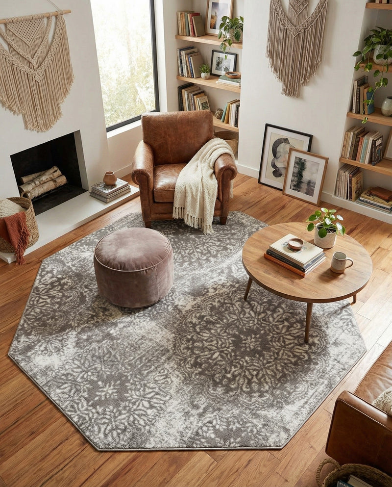 Riviera Elegance Collection Area Rug -  Monaco (Light Gray) Octagon Light Gray  lifestyle 62