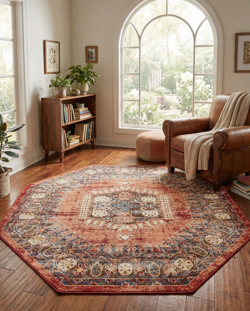 Eden Oasis Collection Area Rug -  Refuge (Terracotta) Octagon Terracotta  lifestyle 61