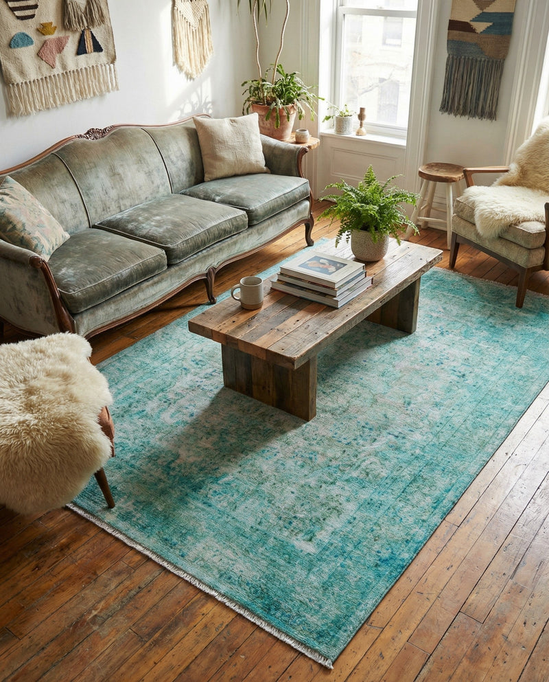 Bazaar Chic Collection Area Rug -  Taza Rectangle Turquoise  lifestyle 15