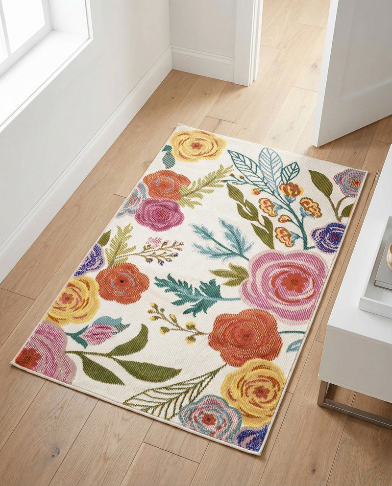 Meadow Breeze Collection Area Rug -  Petal Rectangle Ivory  lifestyle 27