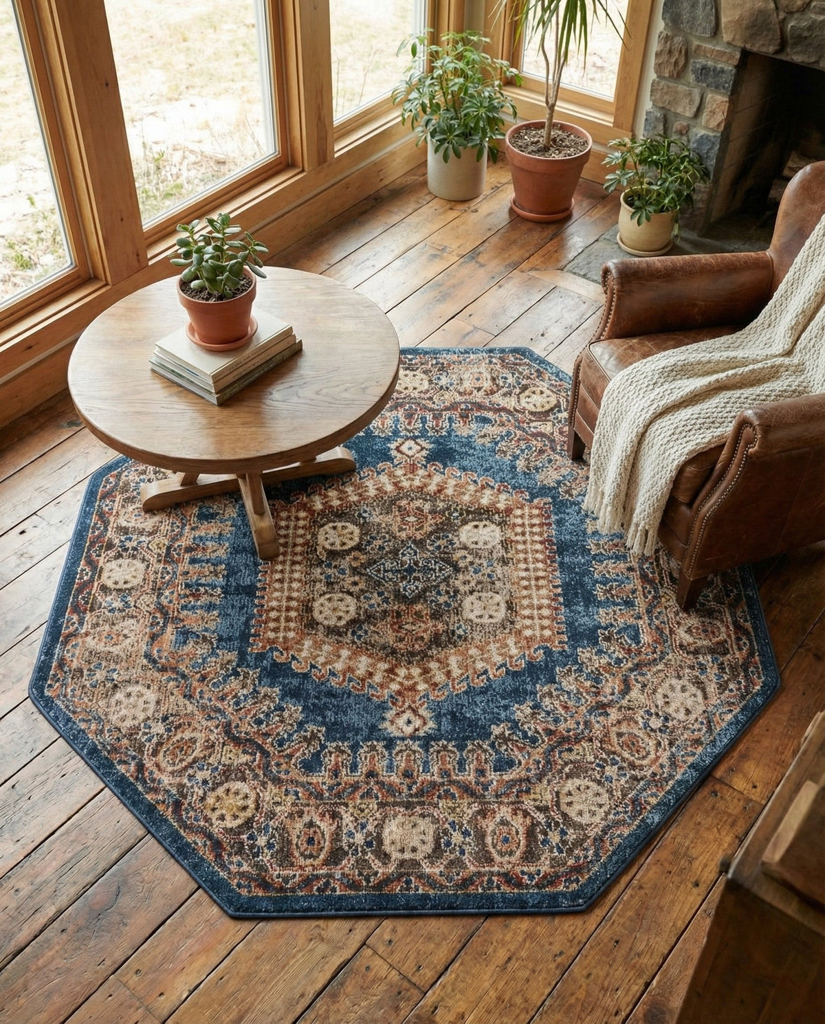 Eden Oasis Collection Area Rug -  Refuge (Blue) Octagon Blue  lifestyle 53