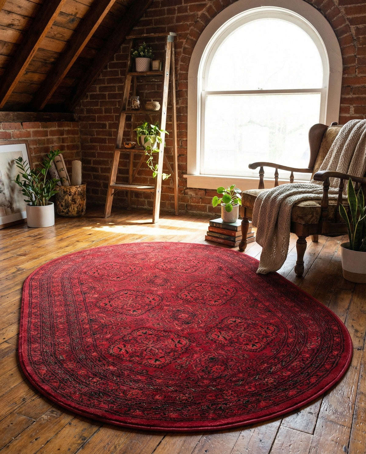 Samarkand Elegance Collection Area Rug -  Samanid Oval Red  lifestyle 82