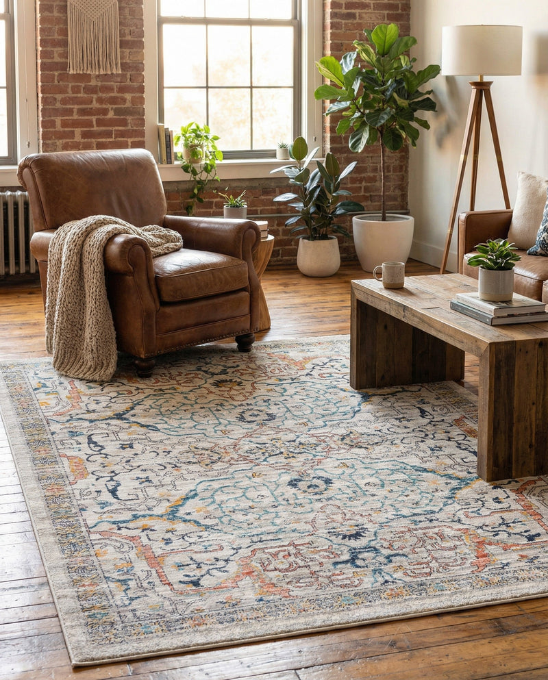 Seville Stripes Collection Area Rug -  Malaga (Ivory) Rectangle Ivory  lifestyle 15