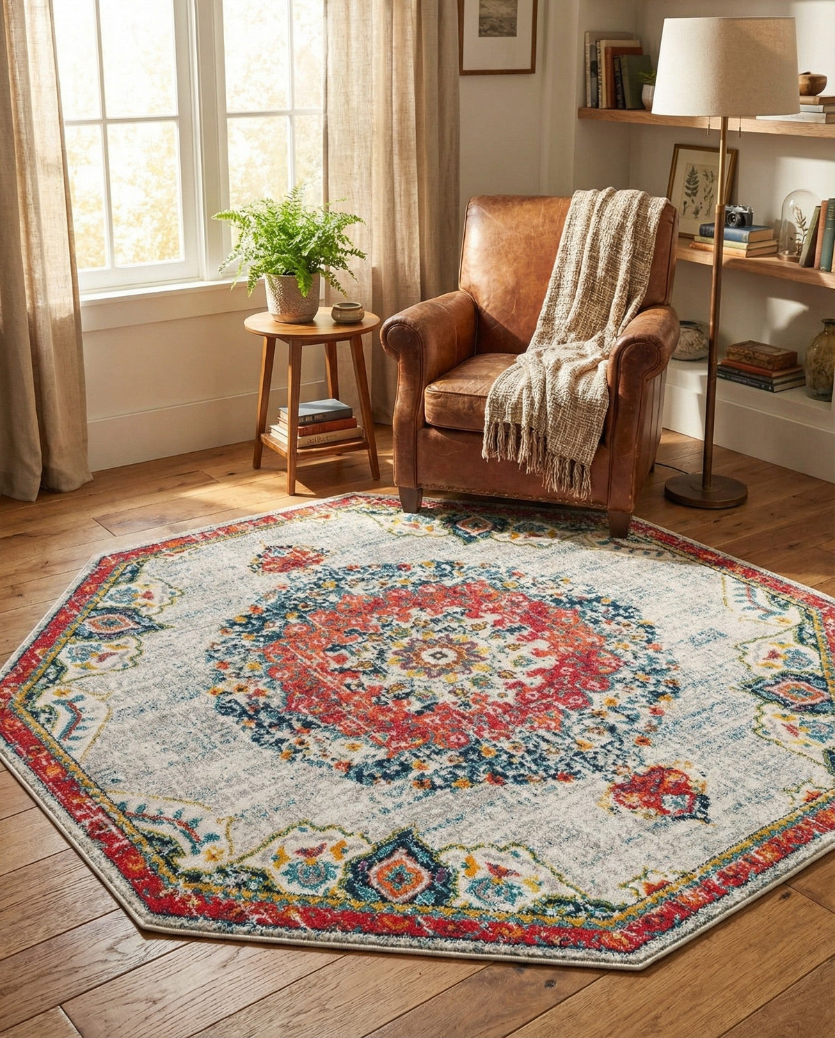 Brighton Terrace Collection Area Rug - Hove (Ivory) Octagon Ivory  lifestyle 83