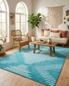 Seychelles Stripes Collection Area Rug - Mahe (Turquoise) Rectangle Turquoise  lifestyle 10