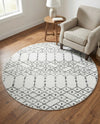 Marrakesh Lattice Collection Area Rug - Casablanca (Ivory Black) Round Ivory Black  lifestyle 80