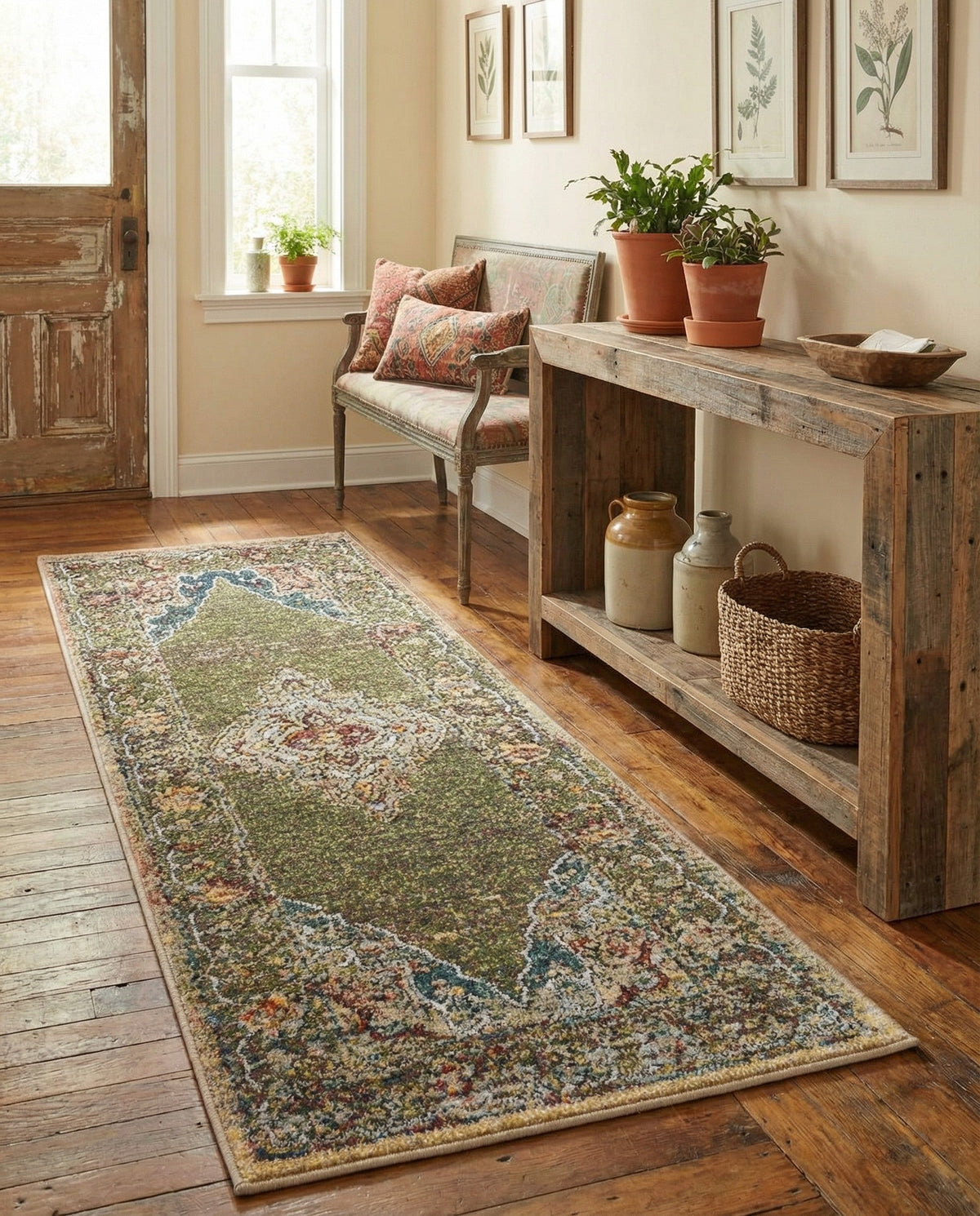 Savannah Soiree Collection Area Rug - Serengeti (Green) Runner Green  lifestyle 98