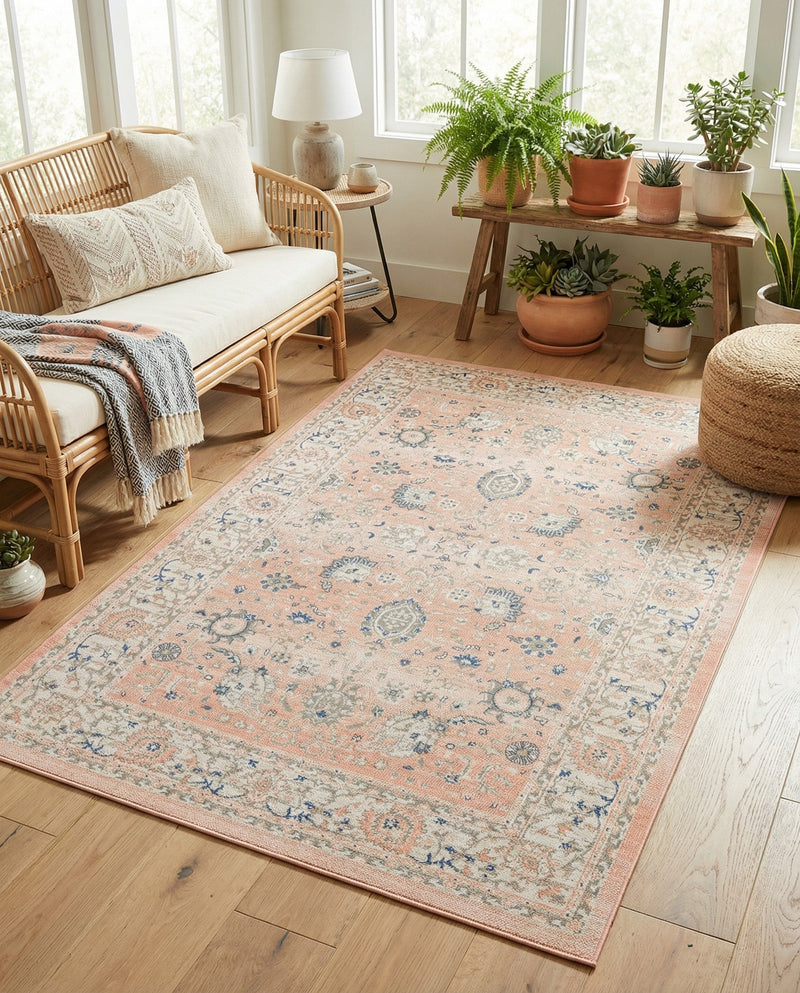 Savannah Series Collection Area Rug -  Beaufort Rectangle Powder Pink  lifestyle 38