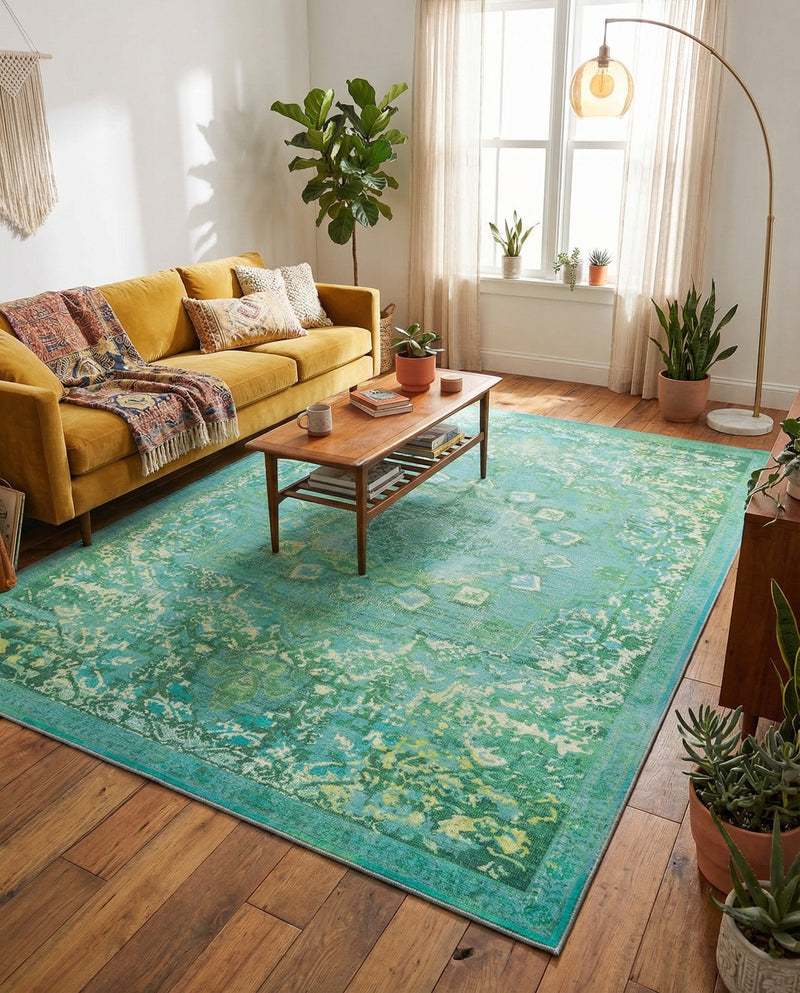 Baroque Era Collection Area Rug - Versailles (Spring Green) Rectangle Spring Green  lifestyle 5