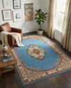 Tabriz Tapestry Collection Area Rug - Azerbaijan (Light Blue) Rectangle Light Blue  lifestyle 9