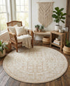 Cambridge Classics Collection Area Rug - Trinity (Beige) Round Beige  lifestyle 61