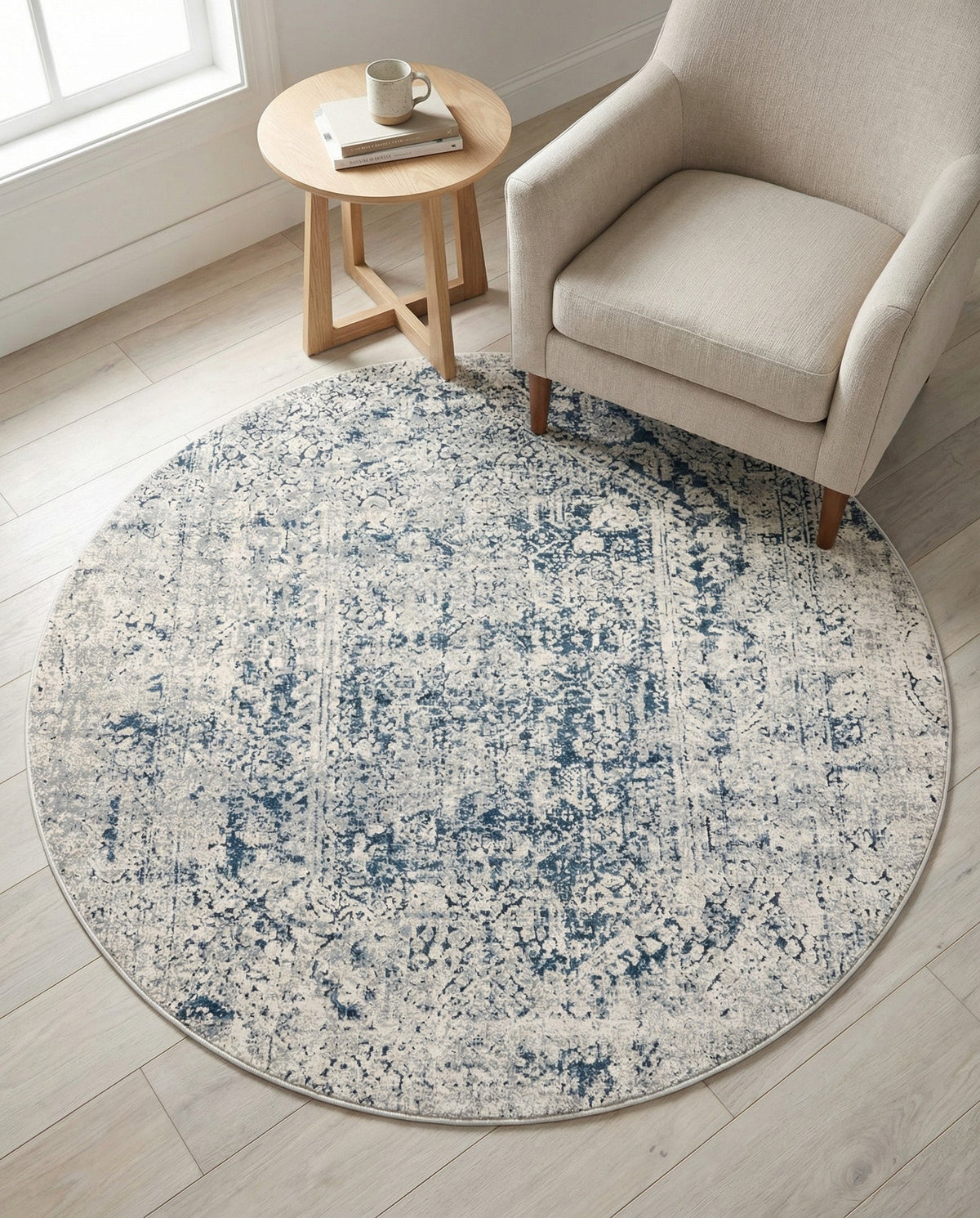 Coastal Manor Collection Area Rug -  Wavecrest Round Gray  lifestyle 79