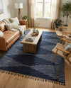 Thar Cotton Collection Area Rug - Jaisalmer (Navy Blue) Rectangle Navy Blue  lifestyle 21