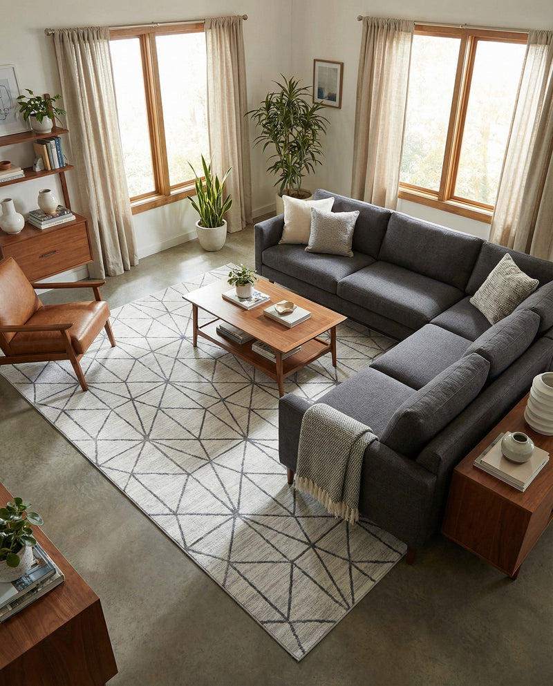 Garden Maze Retreat Collection Area Rug -  Arborlane Rectangle White  lifestyle 26