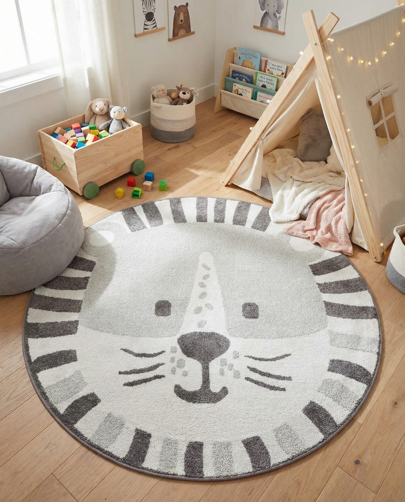 Wonder Tykes Collection Area Rug -  Riddle Round Gray  lifestyle 14